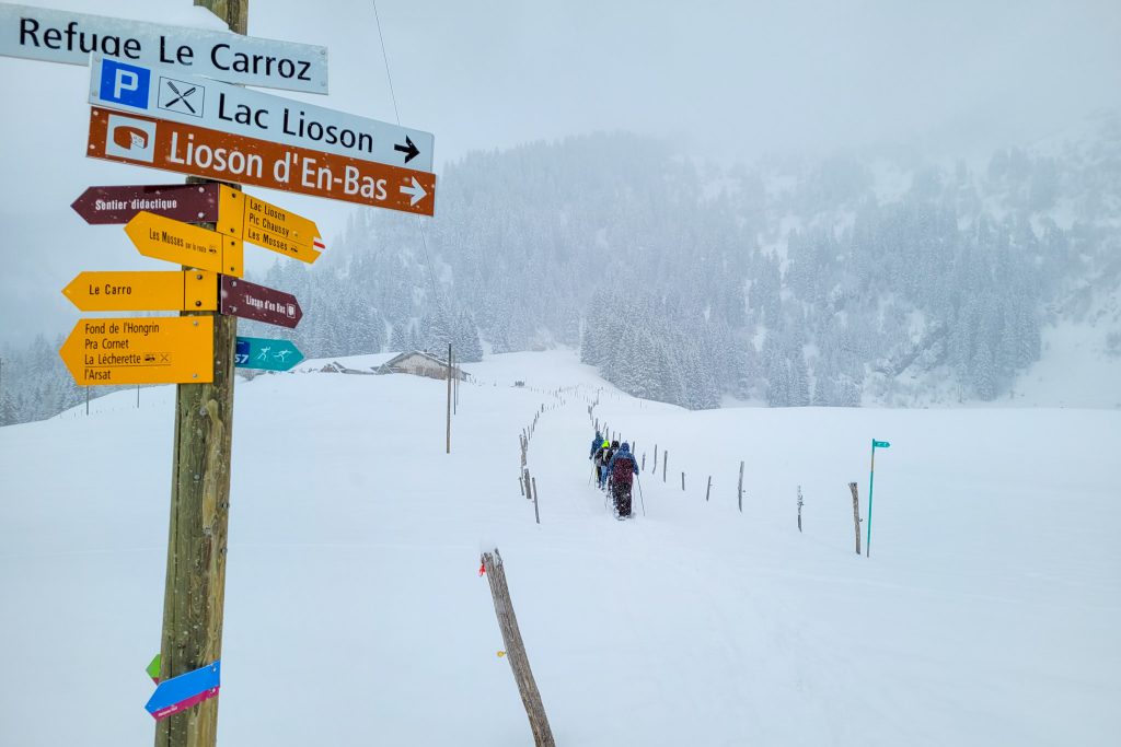 Schneeschuhwanderung zum Lac Lioson bei wildem Schneetreiben