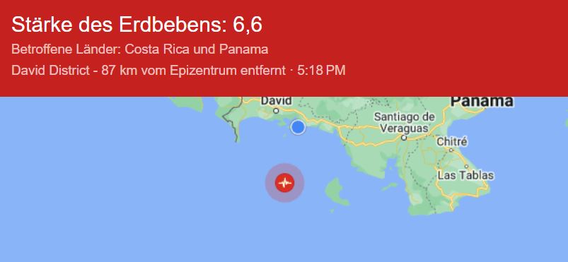 Erdbeben der Stärke 6,6 in Panama