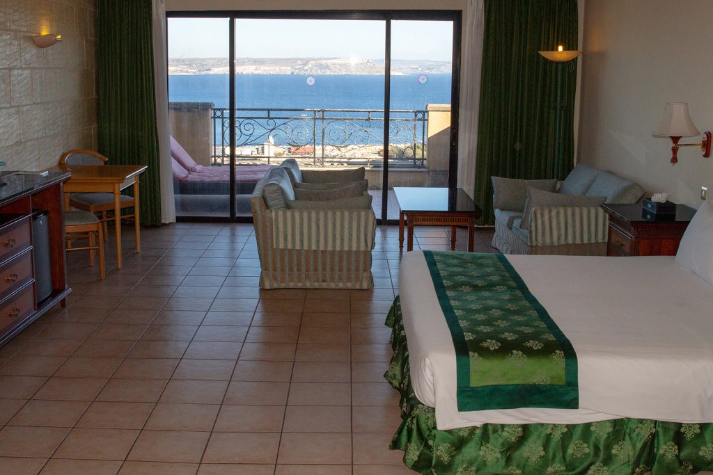 Blick aus dem Hotelzimmer, Gozo, Mittelmeer, Malta